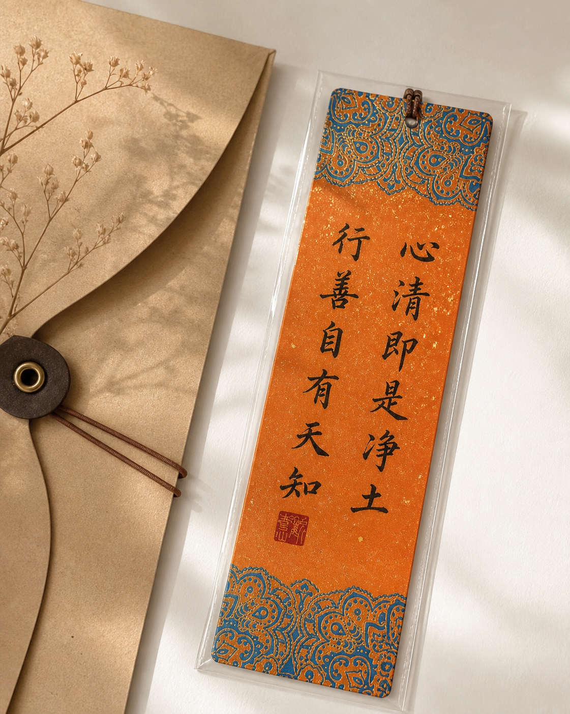 Two handmade calligraphy bookmarks with gift packaging