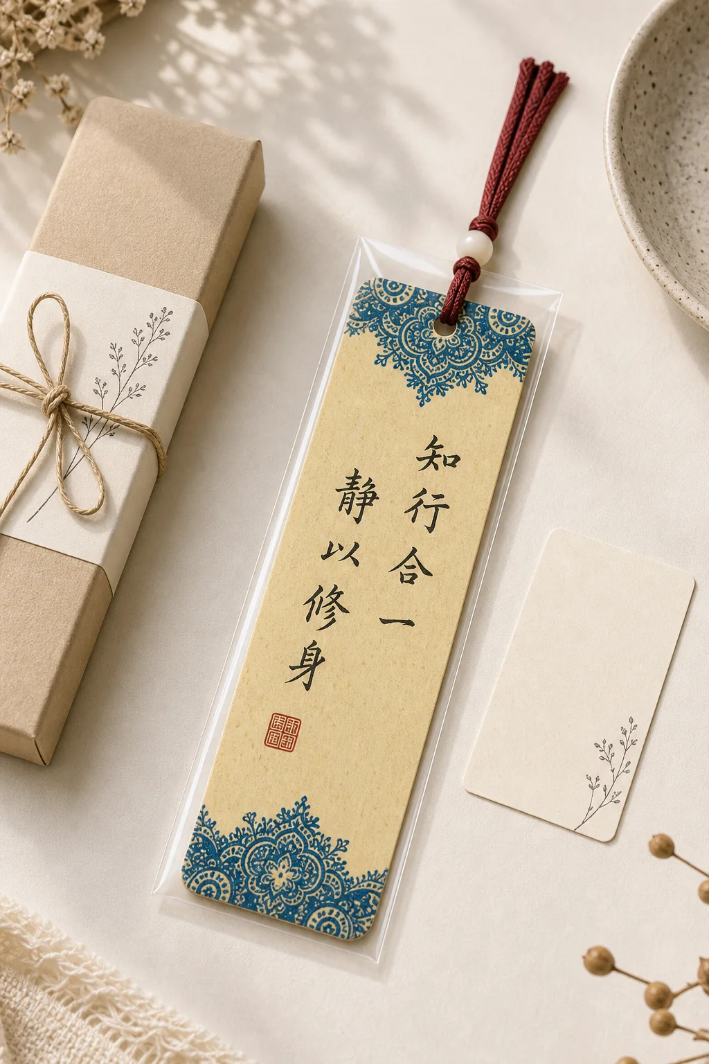 Single handmade calligraphy bookmark styled as a custom gift