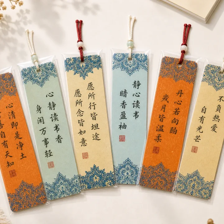 6 Blessing Phrase Calligraphy Bookmarks