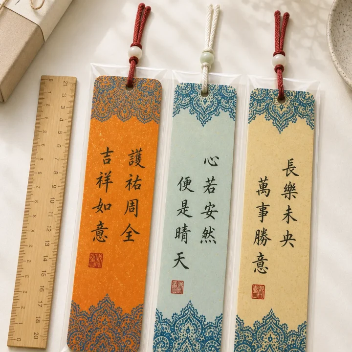 3 Classical Blessing Calligraphy Bookmarks